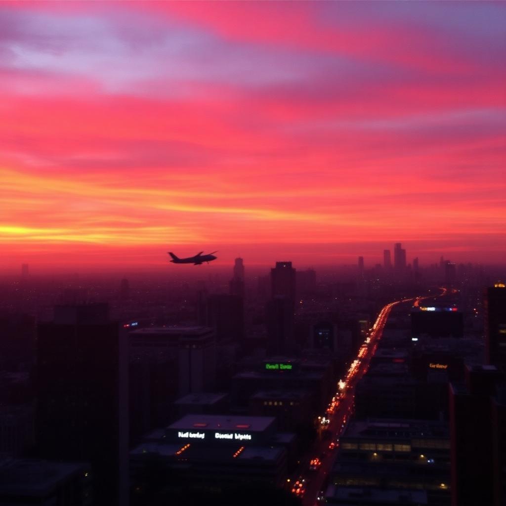 Golden hour cityscape at dusk